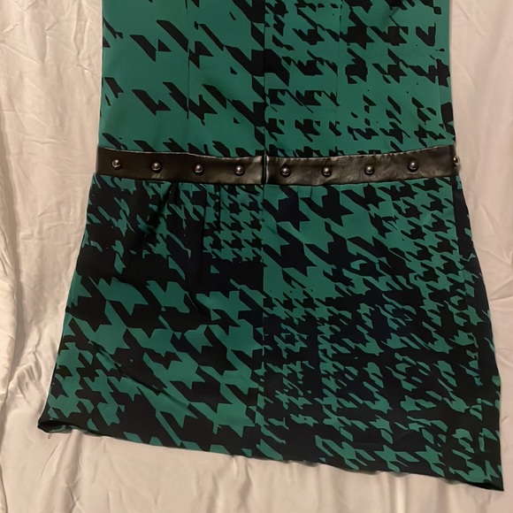 Houndstooth print blue and green dress - Picture 9 of 9